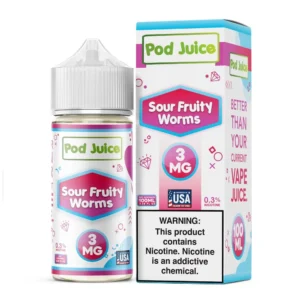 Pod Juice Sour Fruity Worms 100mL e-liquid Austin Vape and Smoke